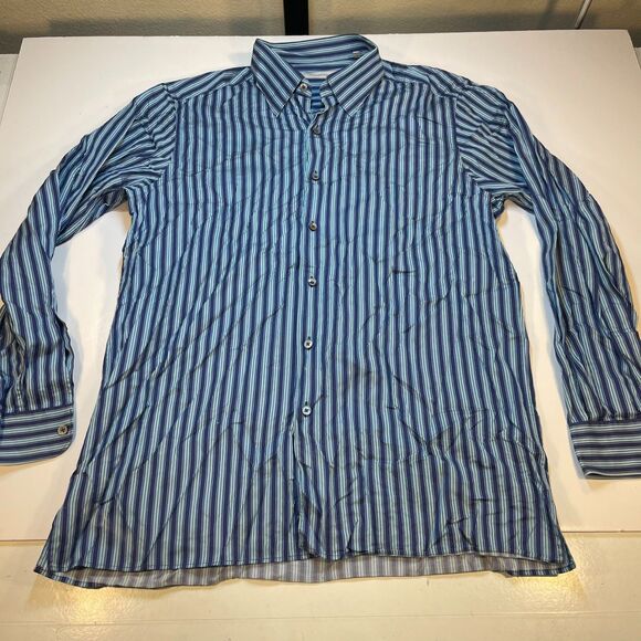 ERMENEGILDO ZEGNA DRESS SHIRT Sz Mens XL Made In Italy Luxury Button Up - Picture 2 of 6